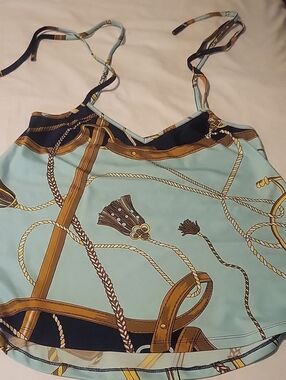 JB by Julie Brown Light Blue Nautical Rope Print Satin Cami